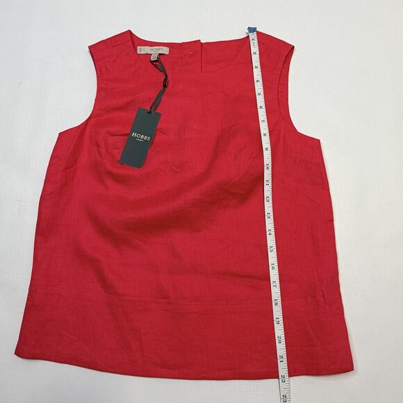 Hobbs London Shirt Womens US 2 Rouge Pink Malindi Linen Sleeveless Back Button - Picture 8 of 15